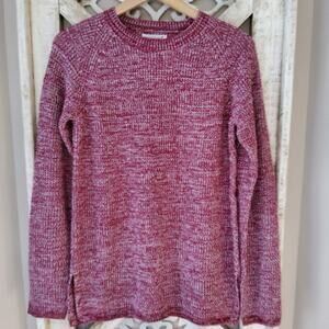 Hasting & Smith Women's Petite M Pullover Marled Shaker Sweater in Red Snow